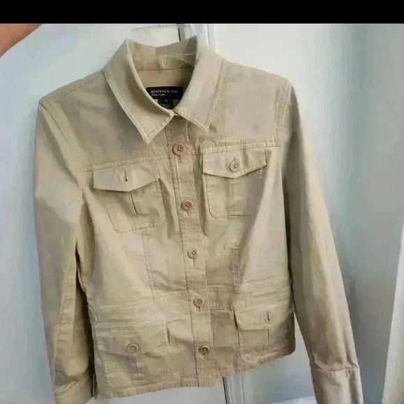 Jones New York Signature Womens Khaki Tactical Style Jacket Military Size Medium - Picture 7 of 15